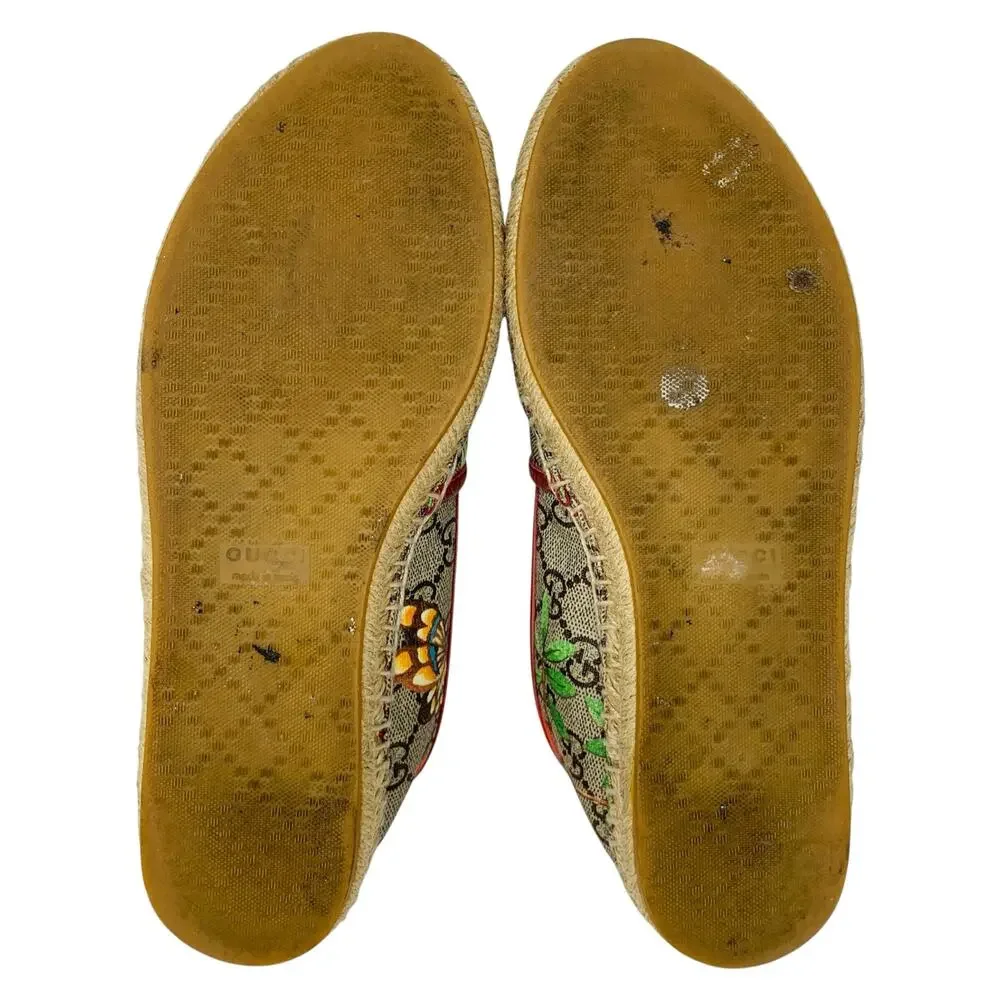 Gucci Tian GG Supreme Floral Bird Espadrilles Size 36 Flats